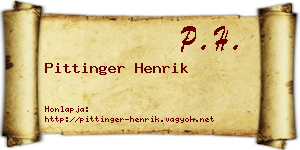 Pittinger Henrik névjegykártya